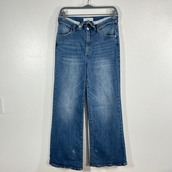 Risen Jeans Denim - Risen Jeans Jane Mid-Rise Faux Fold Over Straight Leg Jeans‎ 11/30 RDP5314 Denim